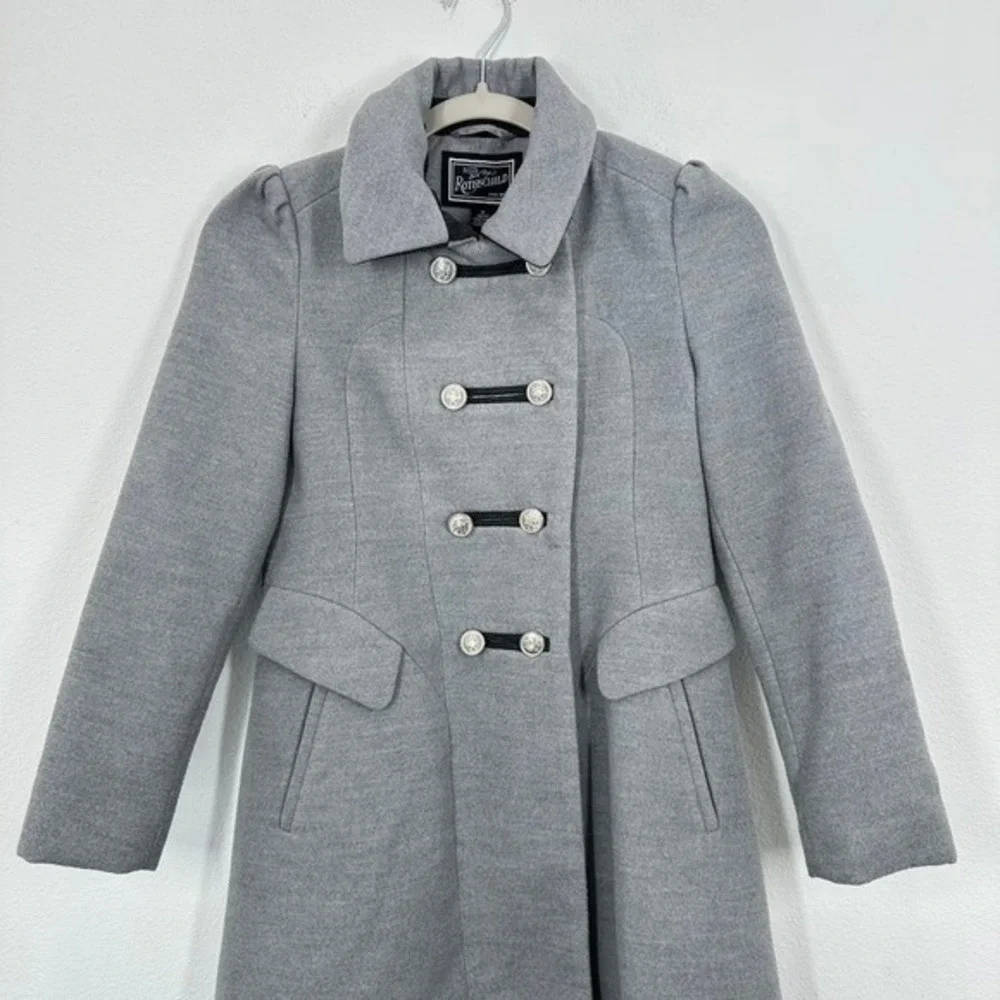 Rothschild Girls Medium Double Breasted Gray Pea Coat‎ Formal Holiday Winter